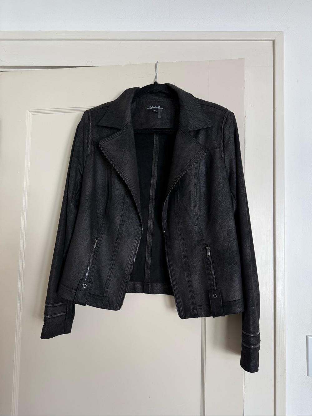 Black Faux-Leather Moto Jacket - Charlie